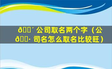 🐴 公司取名两个字（公 🌷 司名怎么取名比较旺）